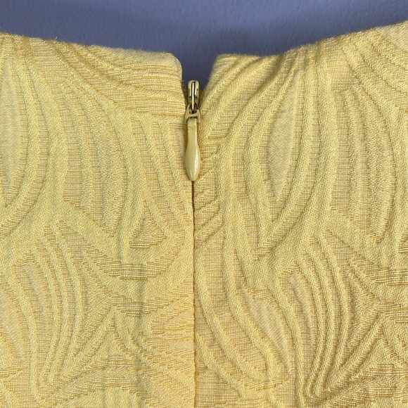 SD COLLECTION Floral Appliqué Yellow Dress Bateau Neck Brocade Tailored Fit 12 - Picture 6 of 13